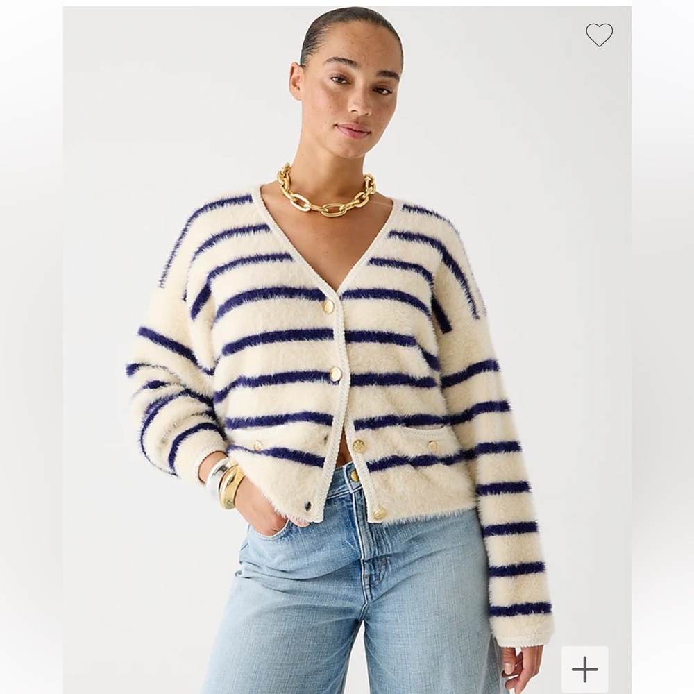 J. Crew Sweater lady jacket in striped brushed yarn 2X